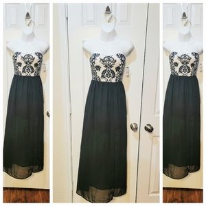 NWT Image Black and White Strapless Maxi Dress